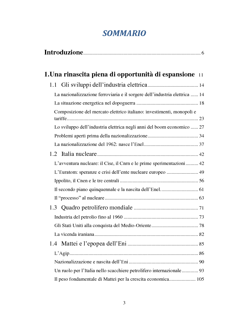 Indice della tesi: Il dilemma energetico italiano: dalla ricostruzione post-bellica alla crisi degli anni '70, Pagina 1
