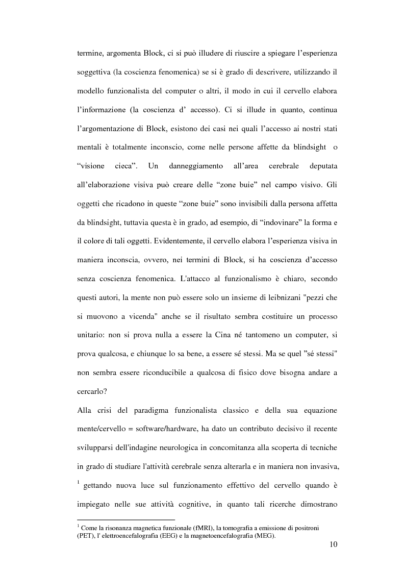 Anteprima della tesi: Naturalizzazione della coscienza e del sé in Daniel Dennett e nei coniugi Churchland, Pagina 8
