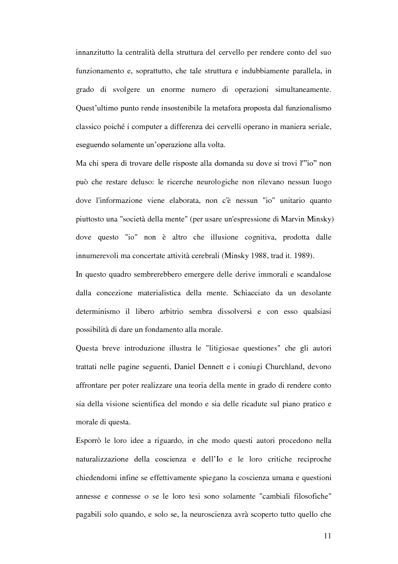 Anteprima della tesi: Naturalizzazione della coscienza e del sé in Daniel Dennett e nei coniugi Churchland, Pagina 9