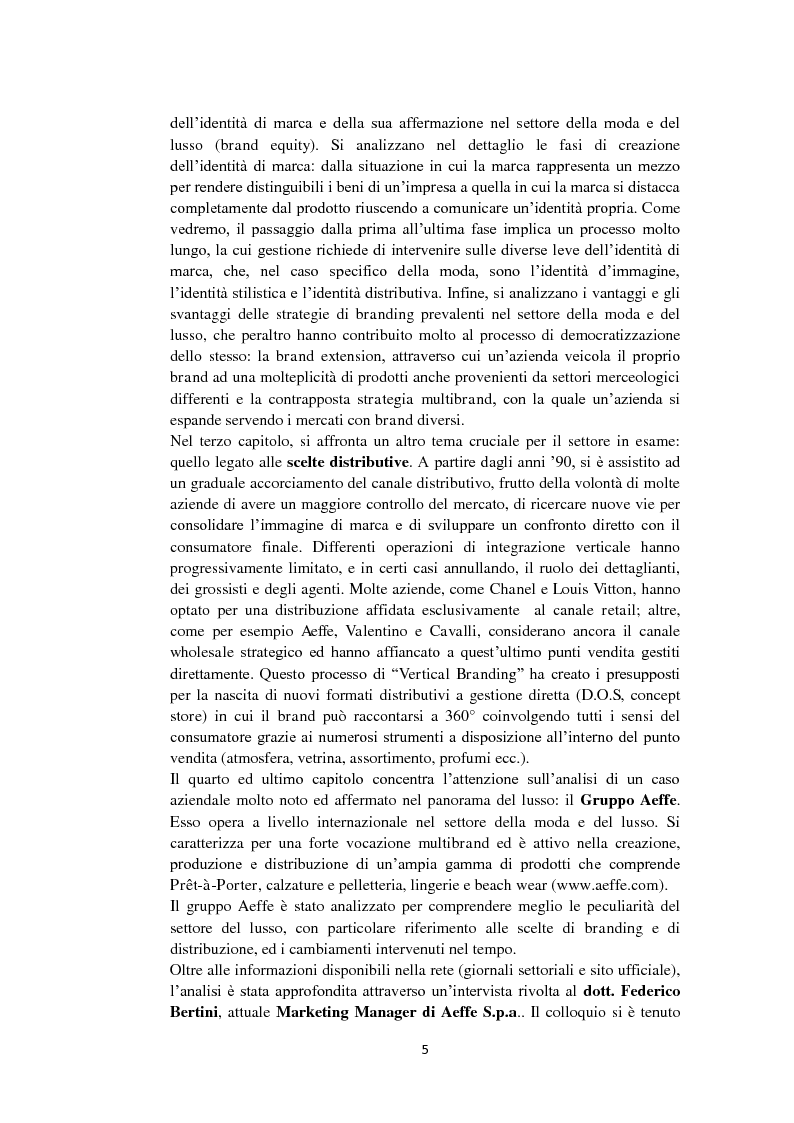 Anteprima della tesi: Strategie di branding e scelte distributive nel settore del lusso: Il caso Aeffe, Pagina 3
