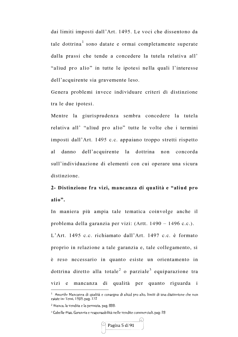 Anteprima della tesi: Mancanza delle qualità pattuite ed ''aliud pro alio'', Pagina 4