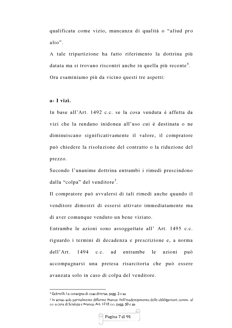 Anteprima della tesi: Mancanza delle qualità pattuite ed ''aliud pro alio'', Pagina 6