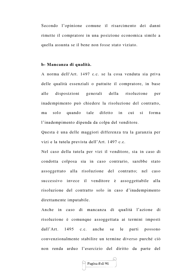 Anteprima della tesi: Mancanza delle qualità pattuite ed ''aliud pro alio'', Pagina 7