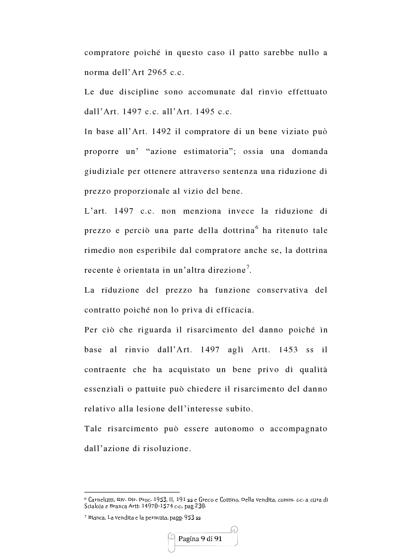 Anteprima della tesi: Mancanza delle qualità pattuite ed ''aliud pro alio'', Pagina 8