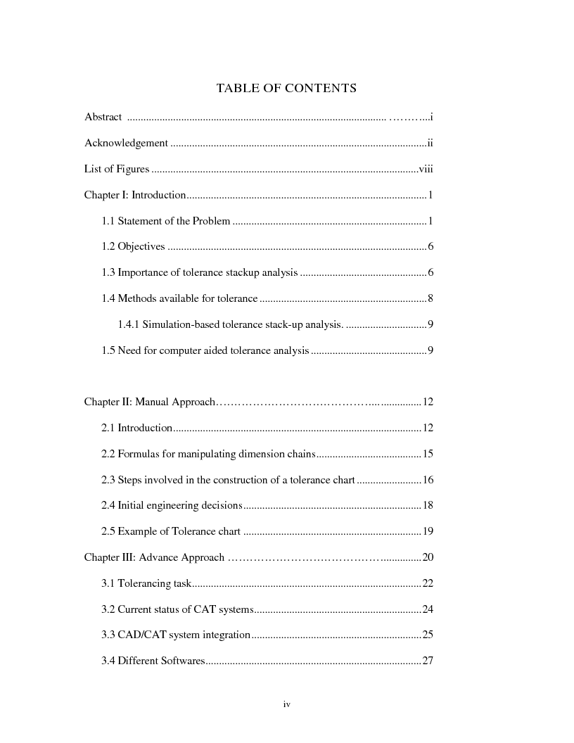 Indice della tesi: Tolerance and Stack Analysis Manual and Advance approach, Pagina 1