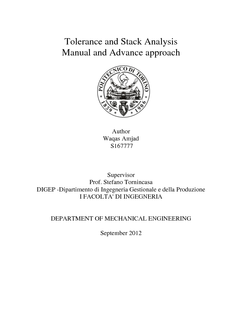 Anteprima della tesi: Tolerance and Stack Analysis Manual and Advance approach, Pagina 1