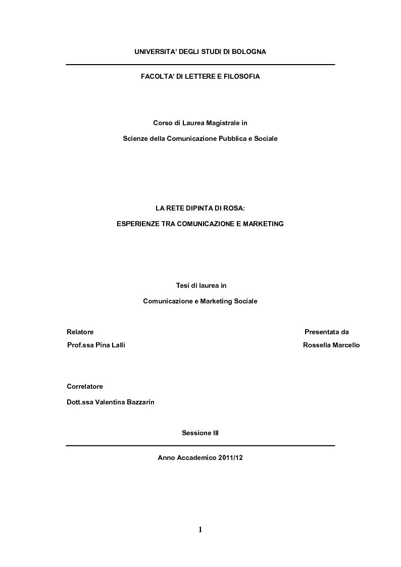 Anteprima della tesi: Donne e Social Network: Esperienze tra Comunicazione e Marketing, Pagina 1