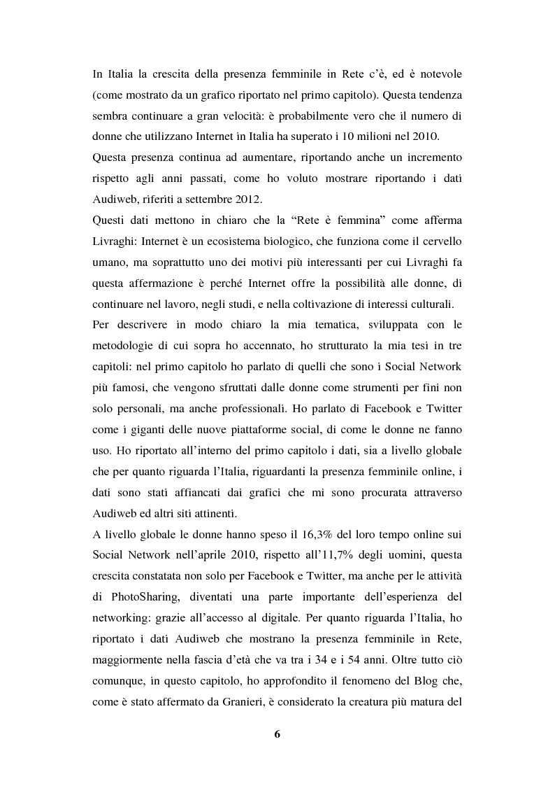 Anteprima della tesi: Donne e Social Network: Esperienze tra Comunicazione e Marketing, Pagina 4