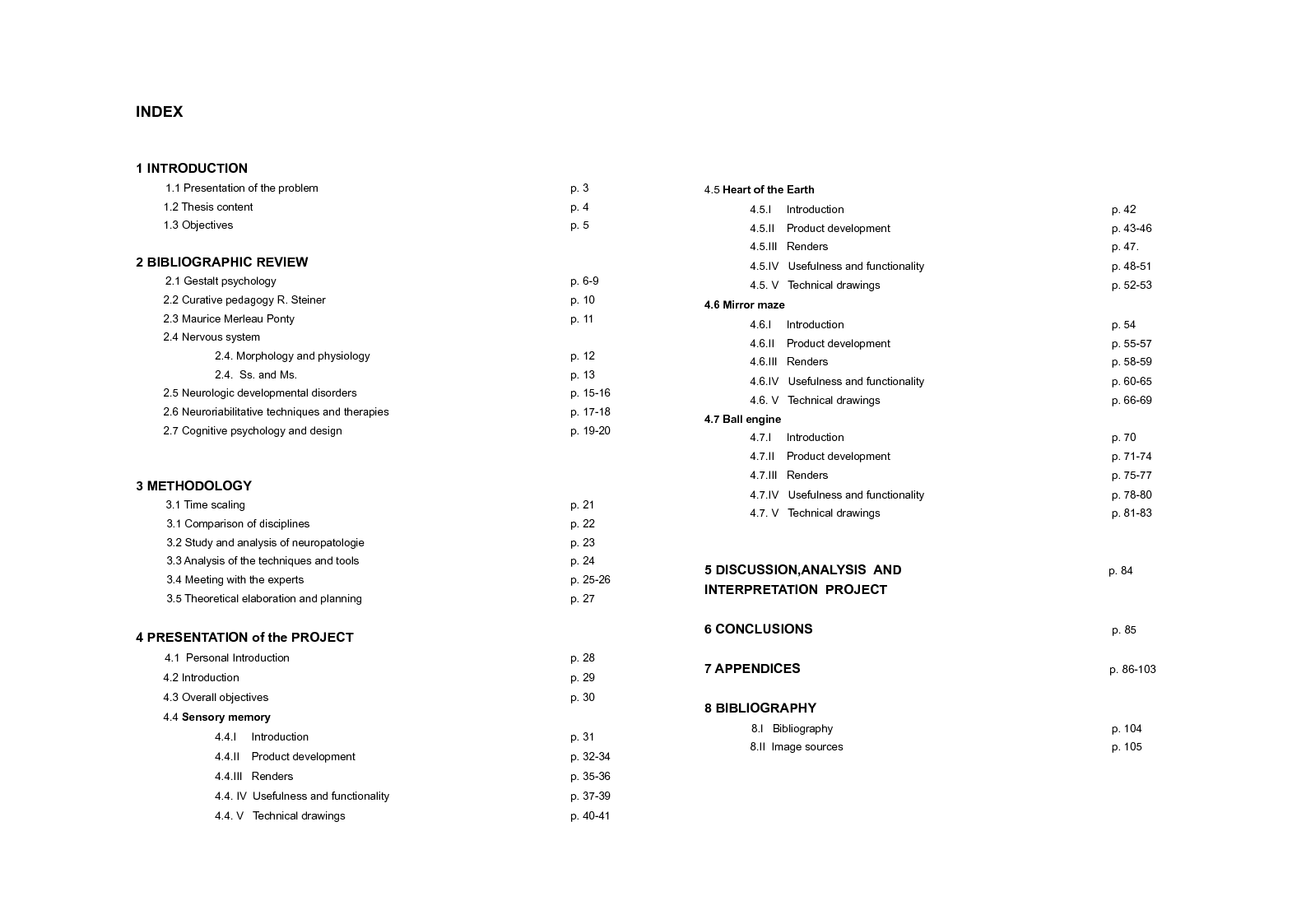 Indice della tesi: I am Multisensorial, the Contribution of Designin to Child Neurorehabilitation, Pagina 1