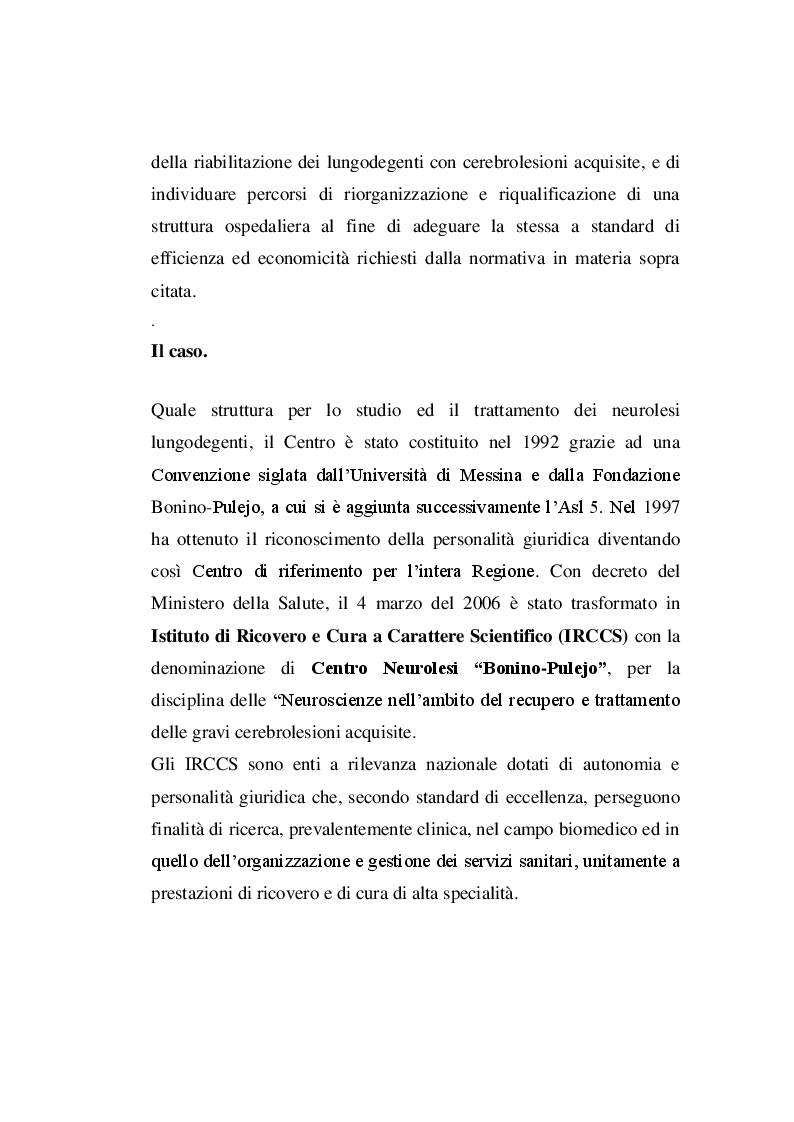 Anteprima della tesi: Determinazione del costo standard giornaliero per tipologia di ricovero. La riabilitazione ospedaliera dei pazienti con cerebrolesioni acquisite, Pagina 4