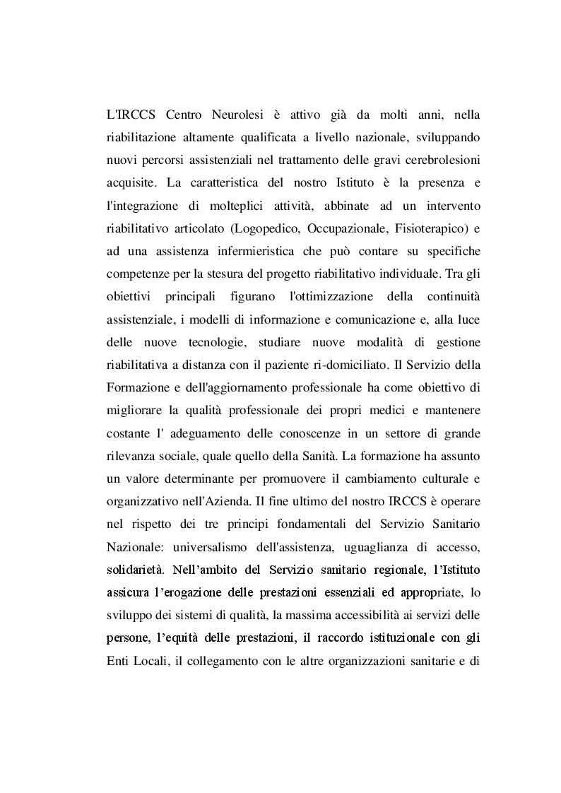 Anteprima della tesi: Determinazione del costo standard giornaliero per tipologia di ricovero. La riabilitazione ospedaliera dei pazienti con cerebrolesioni acquisite, Pagina 6