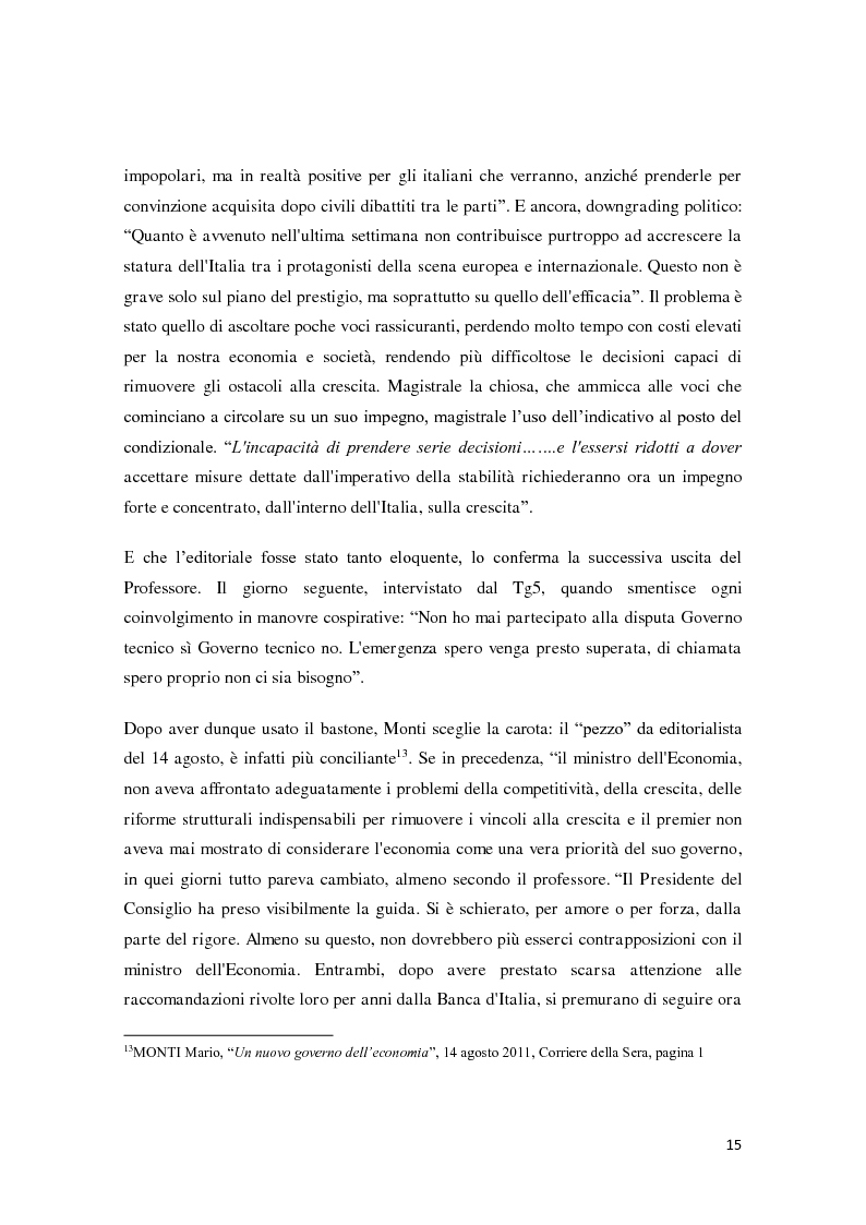 Anteprima della tesi: Mario Monti, la comunicazione di un tecnico tra riforme e consenso, Pagina 10
