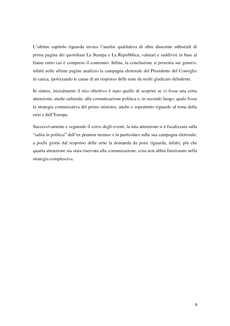 Anteprima della tesi: Mario Monti, la comunicazione di un tecnico tra riforme e consenso, Pagina 4