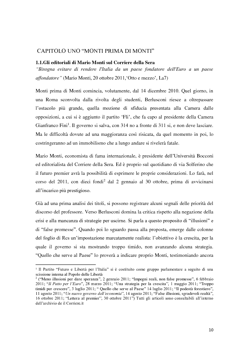 Anteprima della tesi: Mario Monti, la comunicazione di un tecnico tra riforme e consenso, Pagina 5