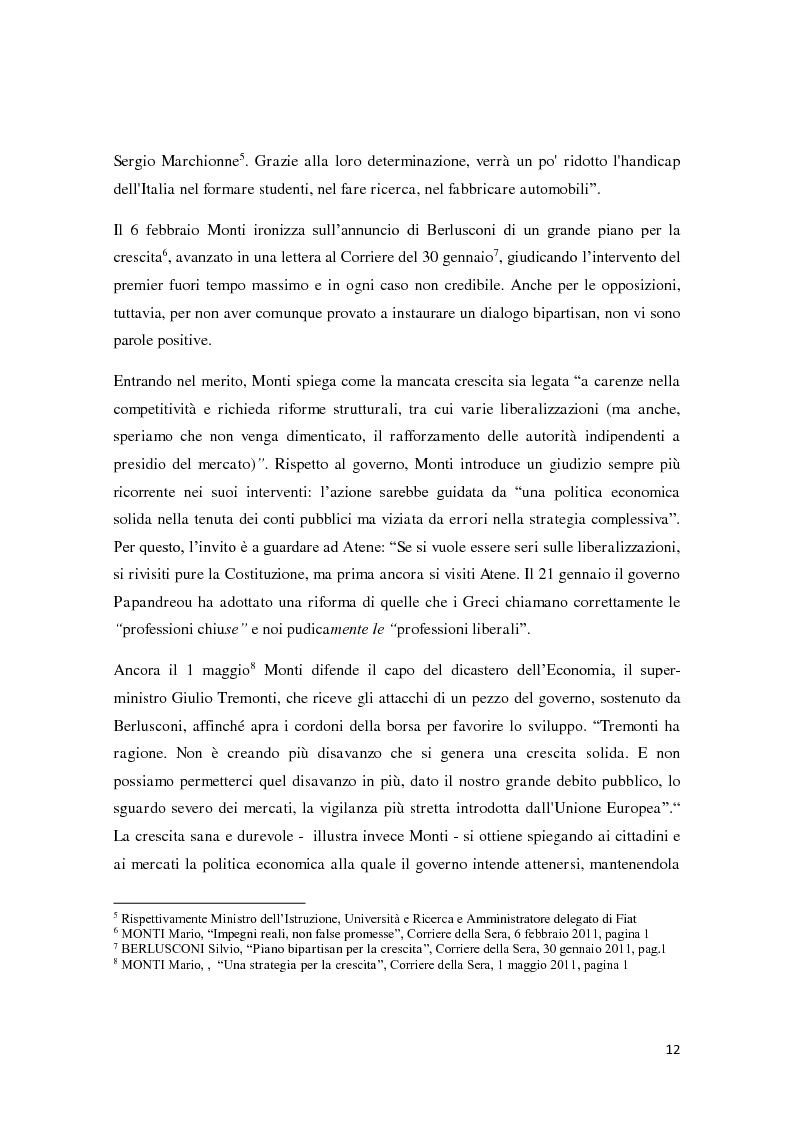 Anteprima della tesi: Mario Monti, la comunicazione di un tecnico tra riforme e consenso, Pagina 7