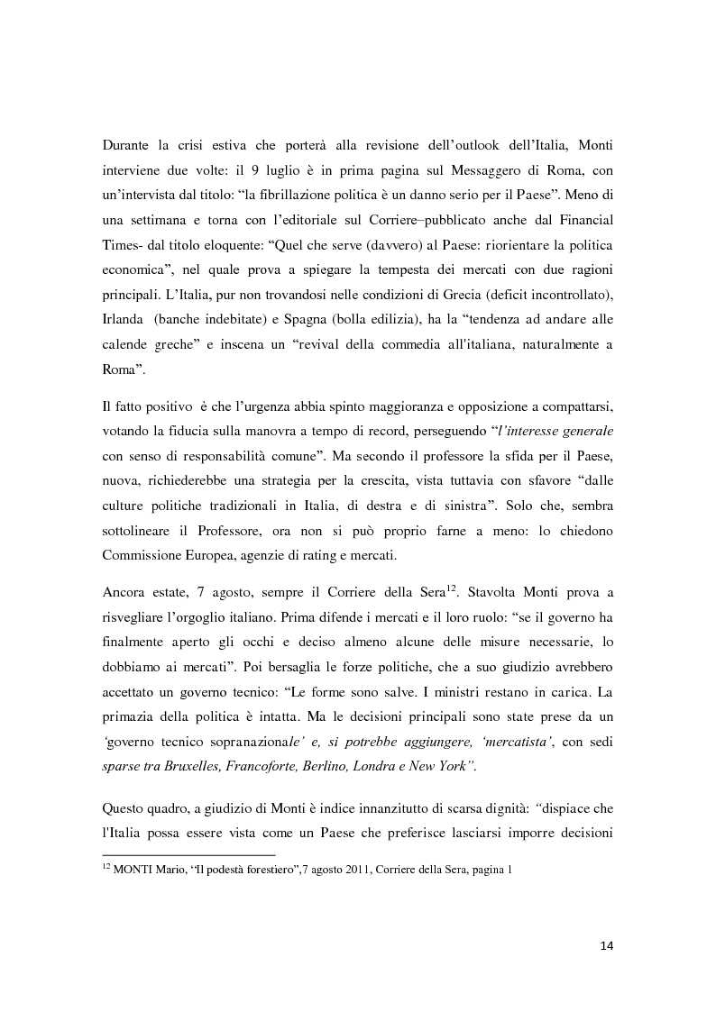 Anteprima della tesi: Mario Monti, la comunicazione di un tecnico tra riforme e consenso, Pagina 9