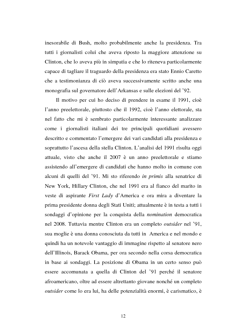 Anteprima della tesi: L'approssimarsi delle elezioni presidenziali americane del 1992 e il giudizio sui vari candidati da parte dei giornalisti del ''Corriere della Sera'', de ''la Repubblica'' e de ''La Stampa'', Pagina 9