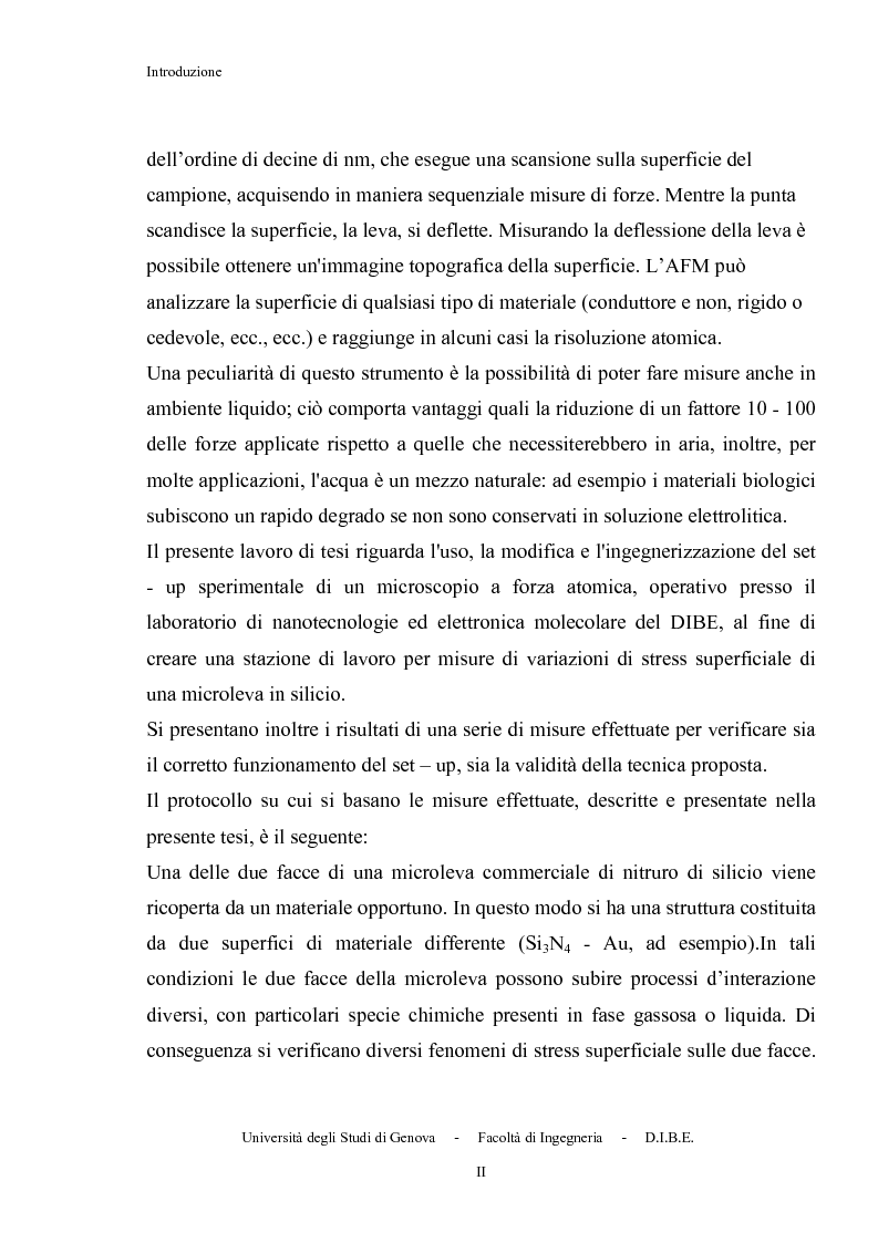 Anteprima della tesi: Utilizzo di microleve in silicio per applicazioni biosensoristiche, Pagina 2