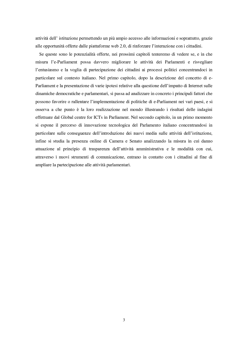 Anteprima della tesi: l'e-Parliament: l'impatto delle ICTs sulle funzioni del Parlamento italiano, Pagina 3