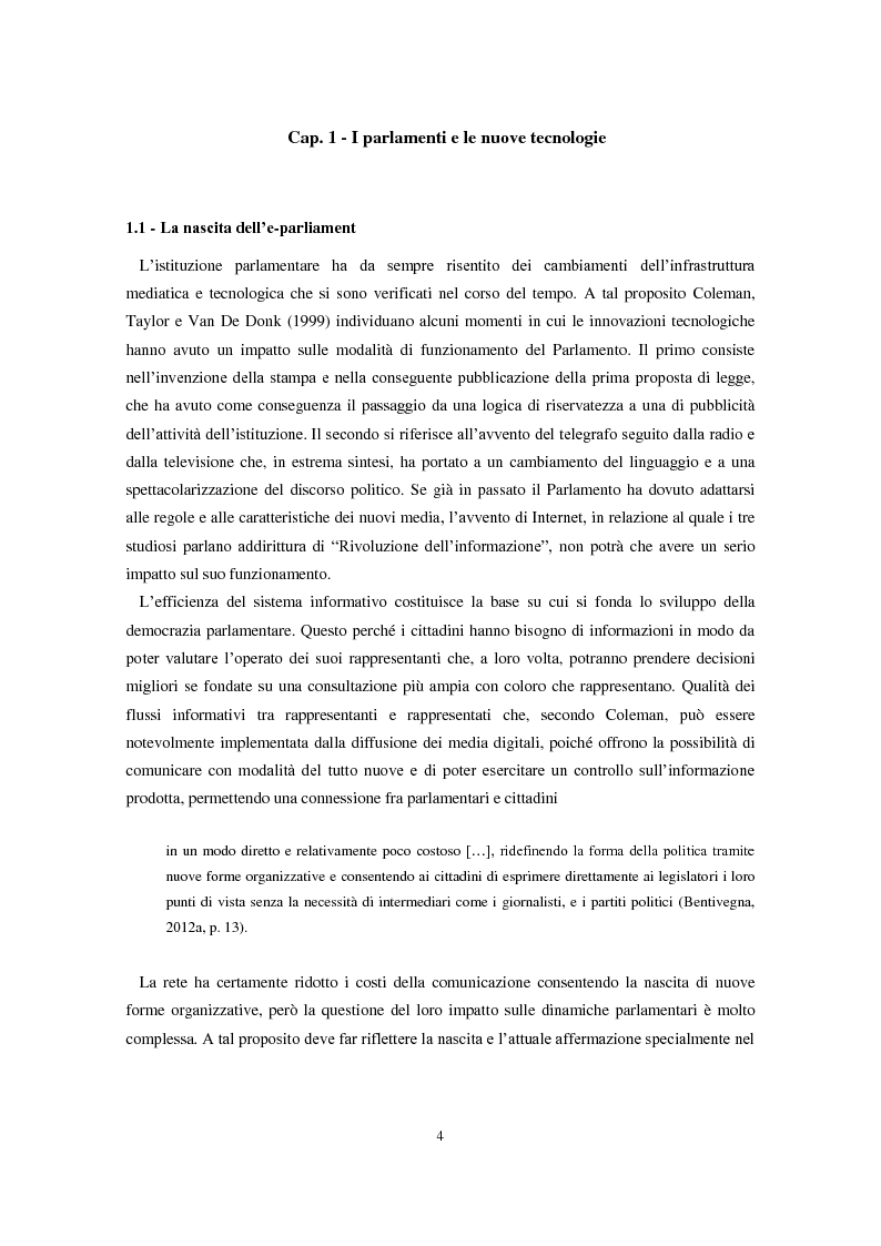Anteprima della tesi: l'e-Parliament: l'impatto delle ICTs sulle funzioni del Parlamento italiano, Pagina 4