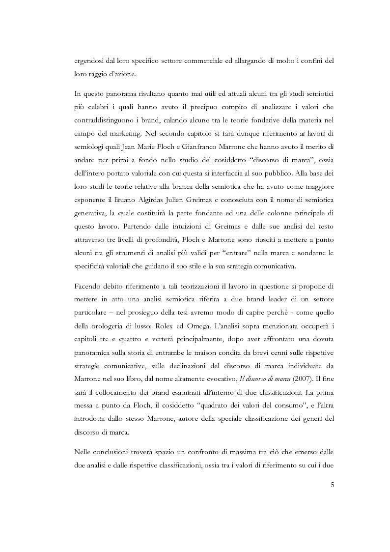 Anteprima della tesi: I valori di marca nell'approccio semiotico al branding: Rolex e Omega a confronto, Pagina 4