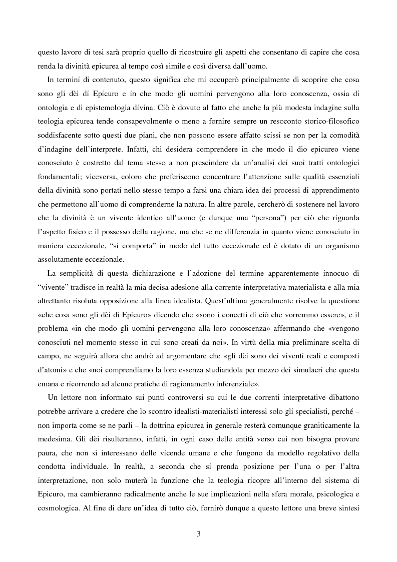 Anteprima della tesi: La persona eccezionale. Natura reale e conoscibilità mentale degli dèi di Epicuro, Pagina 3