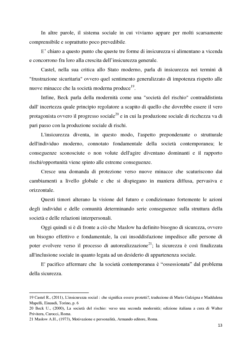 Anteprima della tesi: La paura della criminalità nella città di Forlì: analisi comparativa tra criminalità reale e senso di insicurezza percepito, Pagina 11
