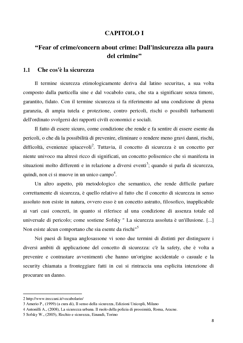 Anteprima della tesi: La paura della criminalità nella città di Forlì: analisi comparativa tra criminalità reale e senso di insicurezza percepito, Pagina 6