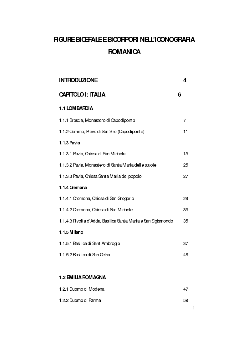 Indice della tesi: Figure bicefale e bicorpori nell'iconografia romanica, Pagina 1