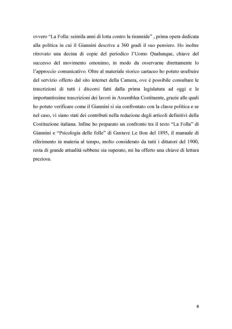 Anteprima della tesi: Giannini e il fronte dell'uomo qualunque, Pagina 3
