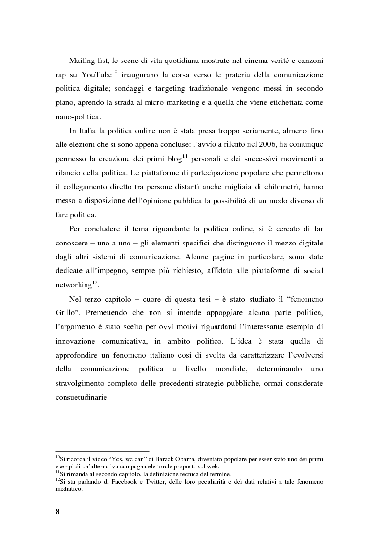 Anteprima della tesi: La Rete come ideologia: la comunicazione politica di Beppe Grillo e del MoVimento Cinque Stelle, Pagina 5