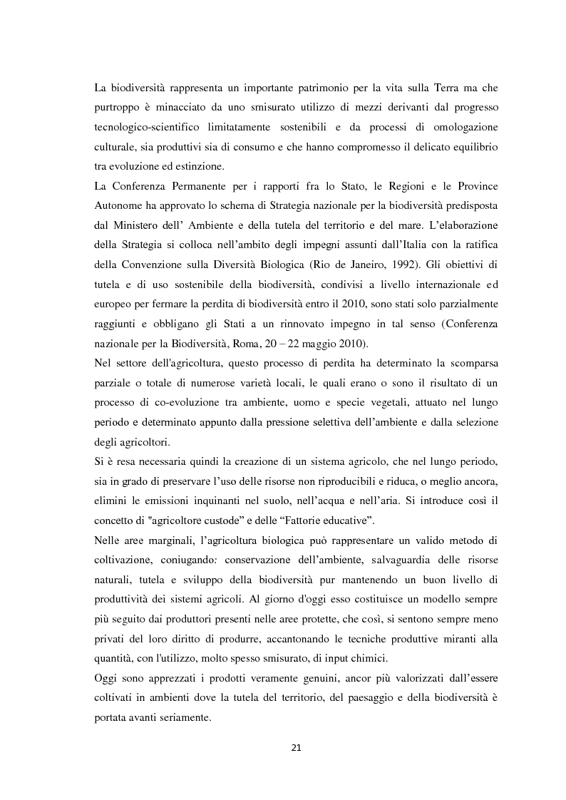 Estratto dalla tesi: La sostenibilità economica per le imprese agricole nelle aree protette