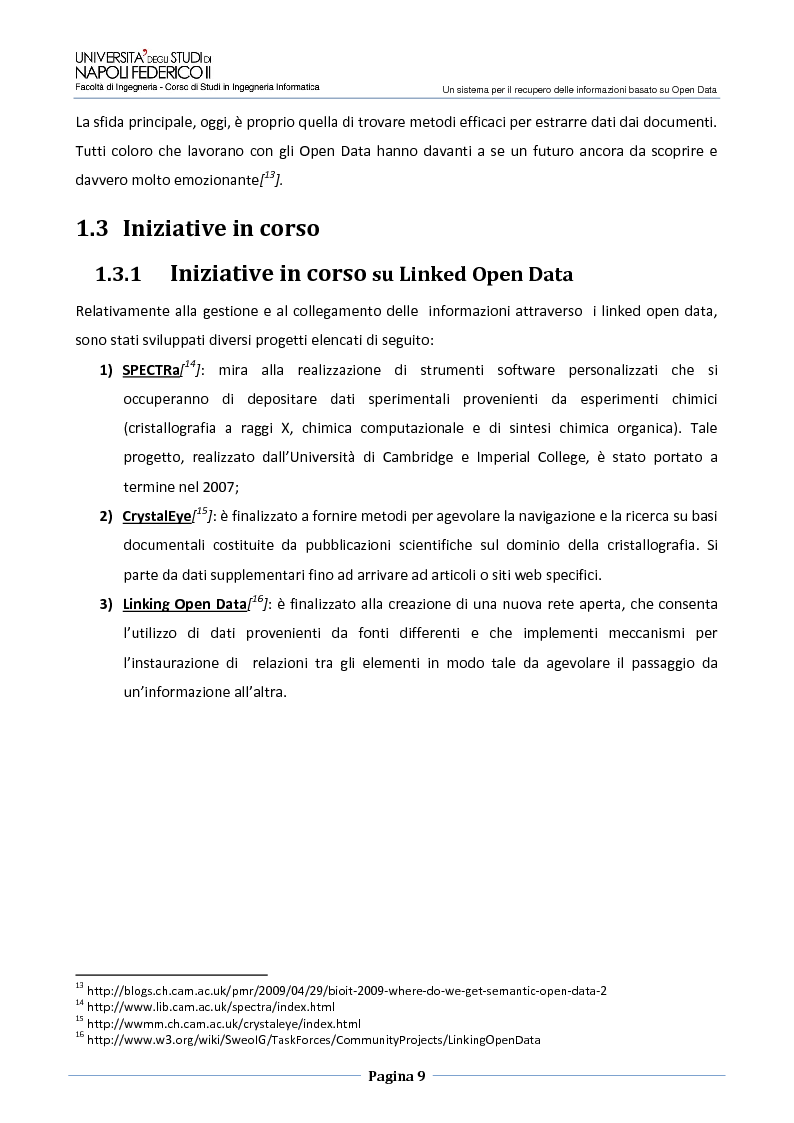 Anteprima della tesi: Un sistema per il recupero delle informazioni basato su Open Data, Pagina 6