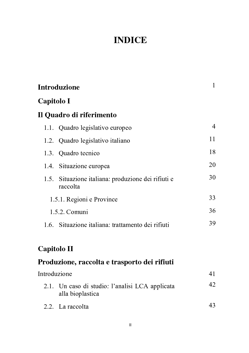 Indice della tesi: La gestione integrata dei rifiuti, Pagina 1