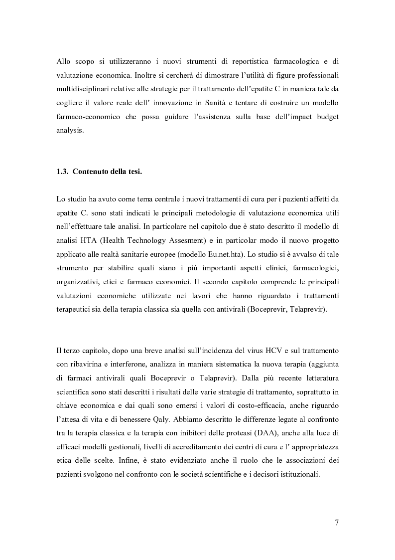 Anteprima della tesi: Le nuove strategie di trattamento per Epatite C - Aspetti clinici, organizzativi ed economici, Pagina 6