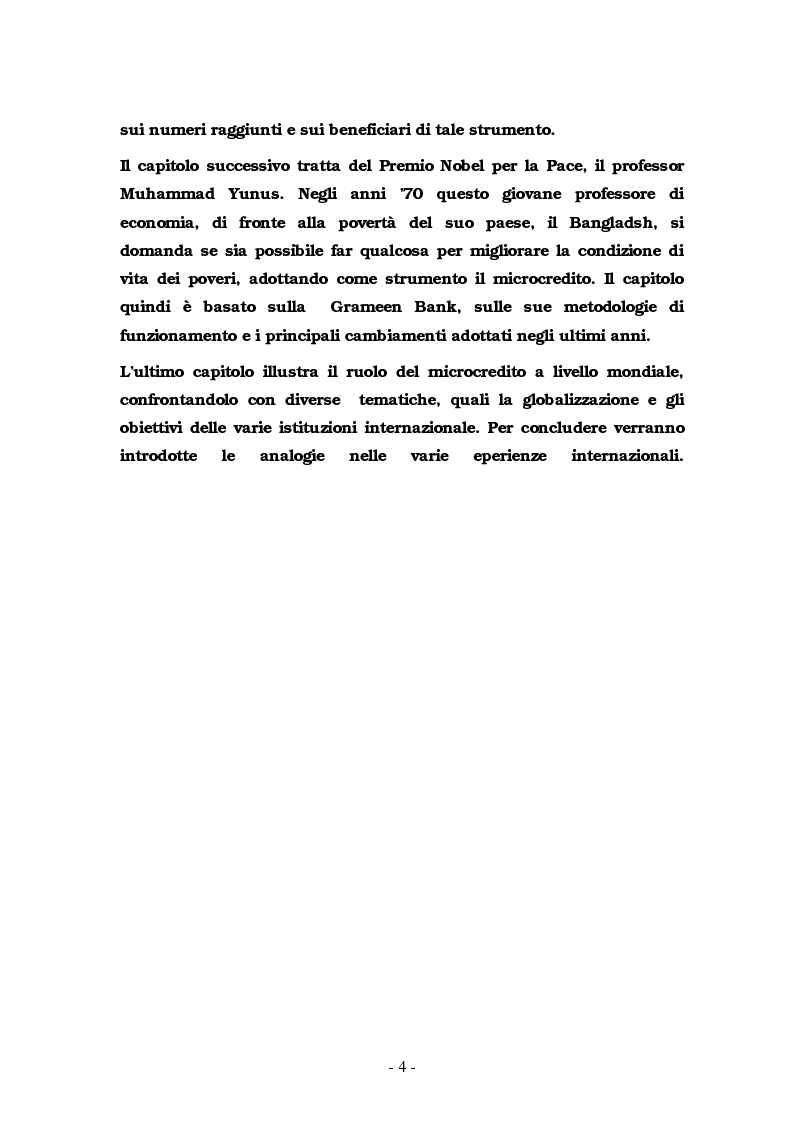 Anteprima della tesi: Il Microcredito: strumento di sviluppo socio-economico per i più deboli, Pagina 5