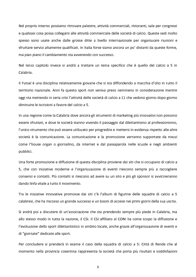 Anteprima della tesi: La diffusione del marketing nello sport: il caso del calcio a 5 in Calabria, Pagina 4