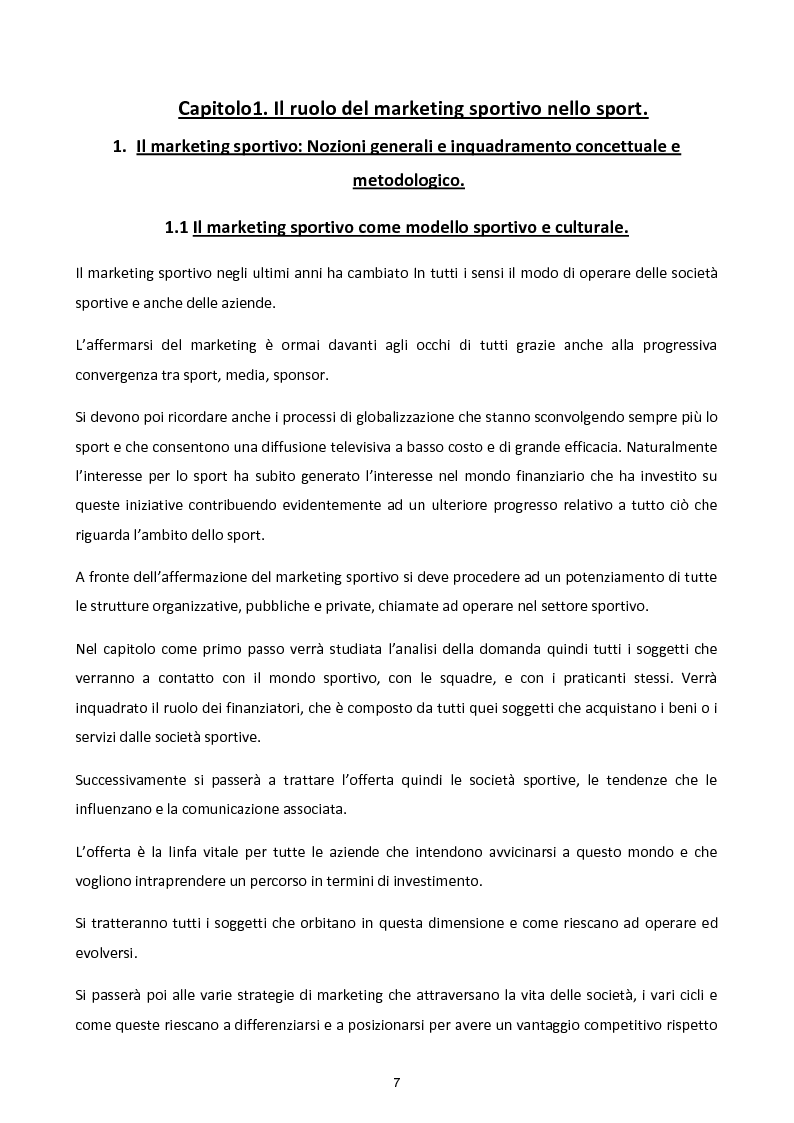 Anteprima della tesi: La diffusione del marketing nello sport: il caso del calcio a 5 in Calabria, Pagina 6