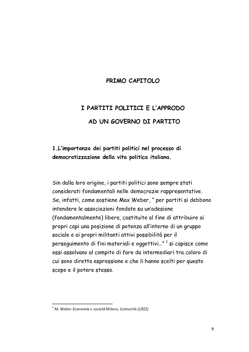 Anteprima della tesi: Il Governo di partito nell'Italia repubblicana, Pagina 8