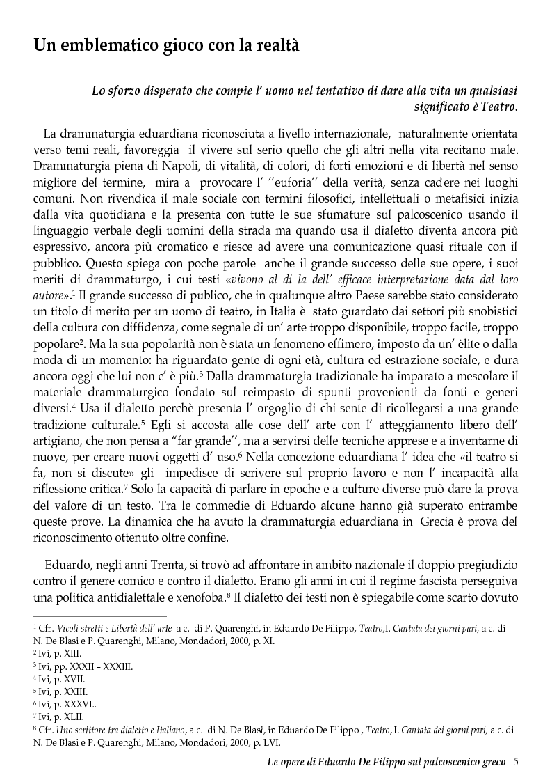 Anteprima della tesi: Le opere di Eduardo De Filippo sul palcoscenico greco , Pagina 4
