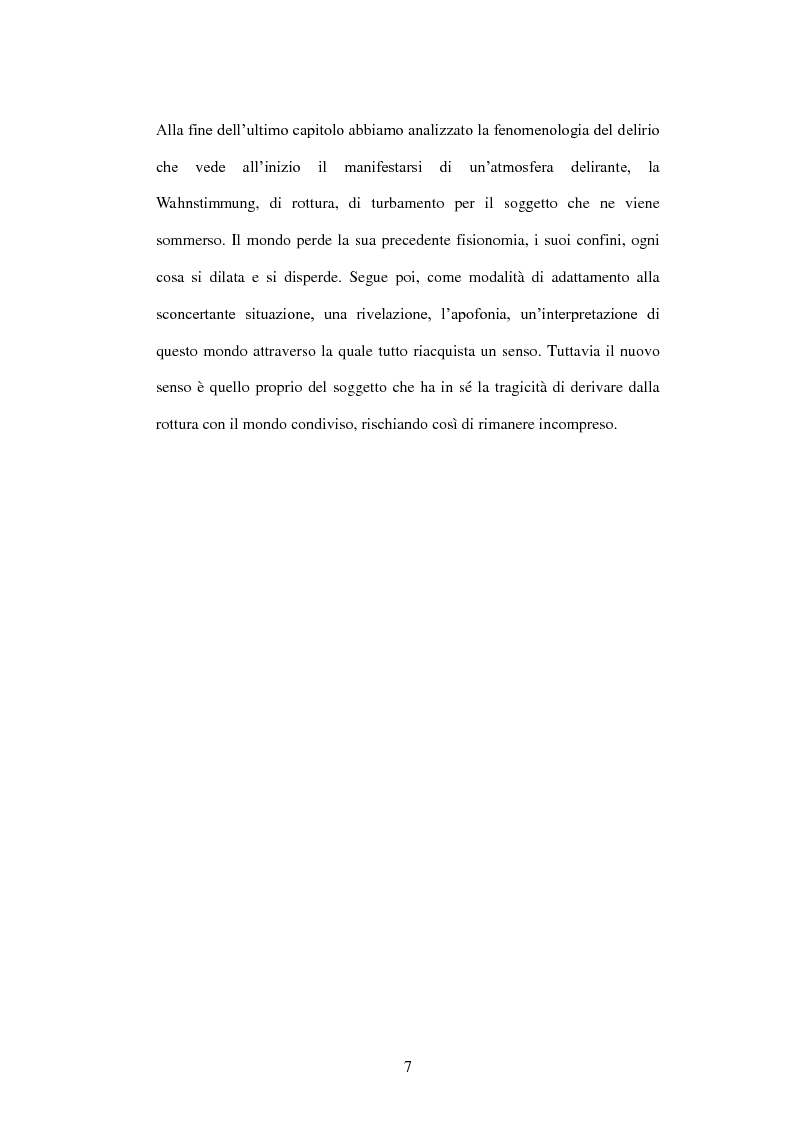 Anteprima della tesi: Il delirio schizofrenico tra sintomo e vissuto. Una prospettiva fenomenologica, Pagina 6