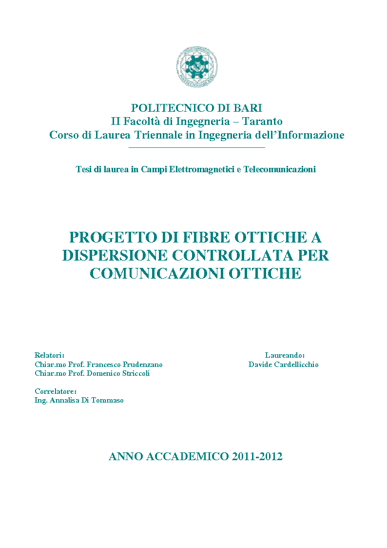 Anteprima della tesi: Progetto di fibre ottiche a dispersione controllata per comunicazioni ottiche, Pagina 1
