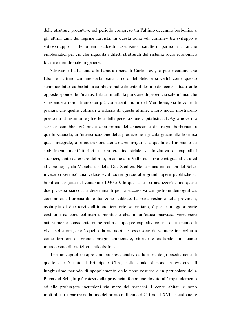 Anteprima della tesi: Economia, società e ambiente nel salernitano del XX secolo, Pagina 3