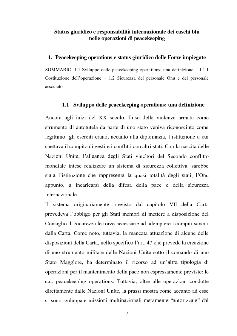 Anteprima della tesi: Status giuridico e responsabilità internazionale dei caschi blu nelle operazioni di peacekeeping, Pagina 5