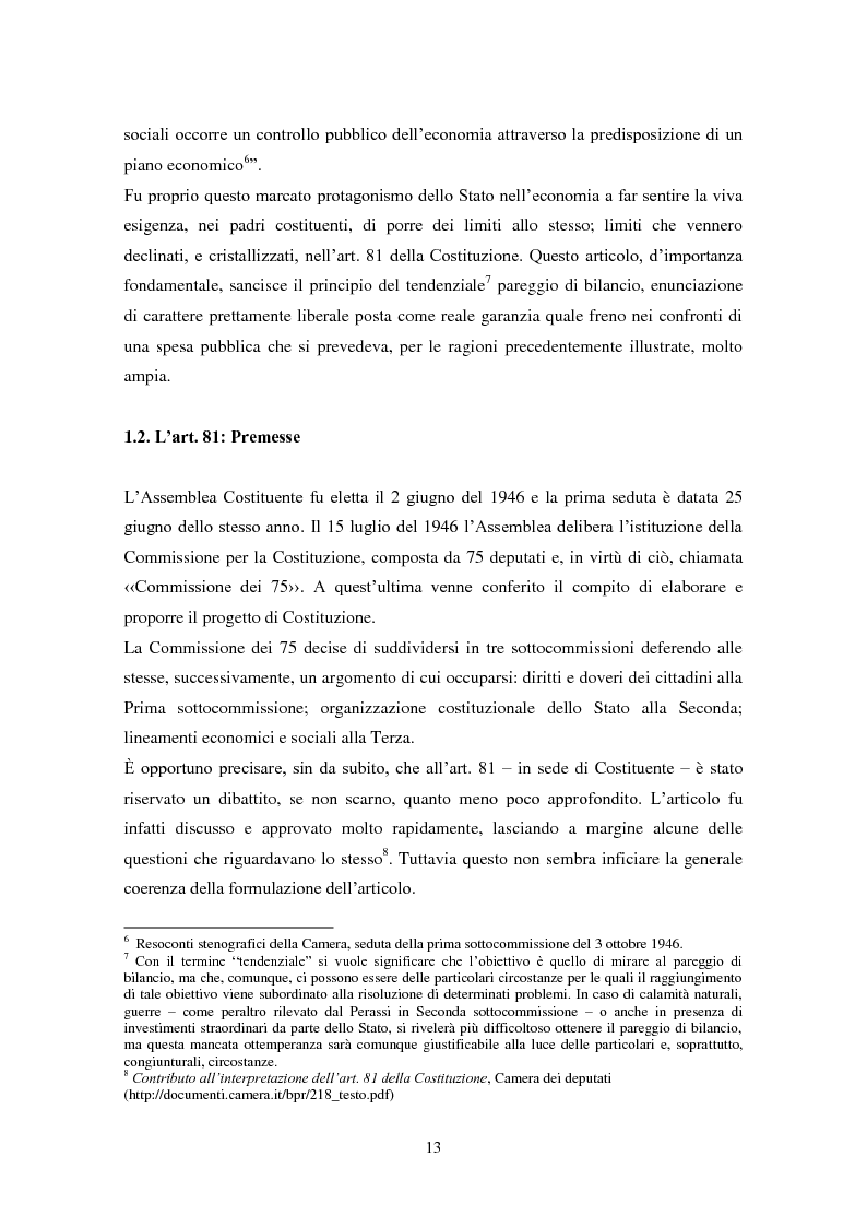 Anteprima della tesi: La costituzionalizzazione dell'equilibrio di bilancio: Italia europeista o europeizzata?, Pagina 13