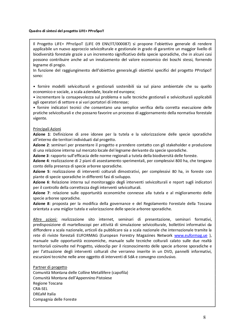 Anteprima della tesi: Prime indagini sugli effetti della selvicoltura d'albero sulle dinamiche di crescita e di competizione delle specie sporadiche tutelate dall'ordinamento forestale toscano, Pagina 9