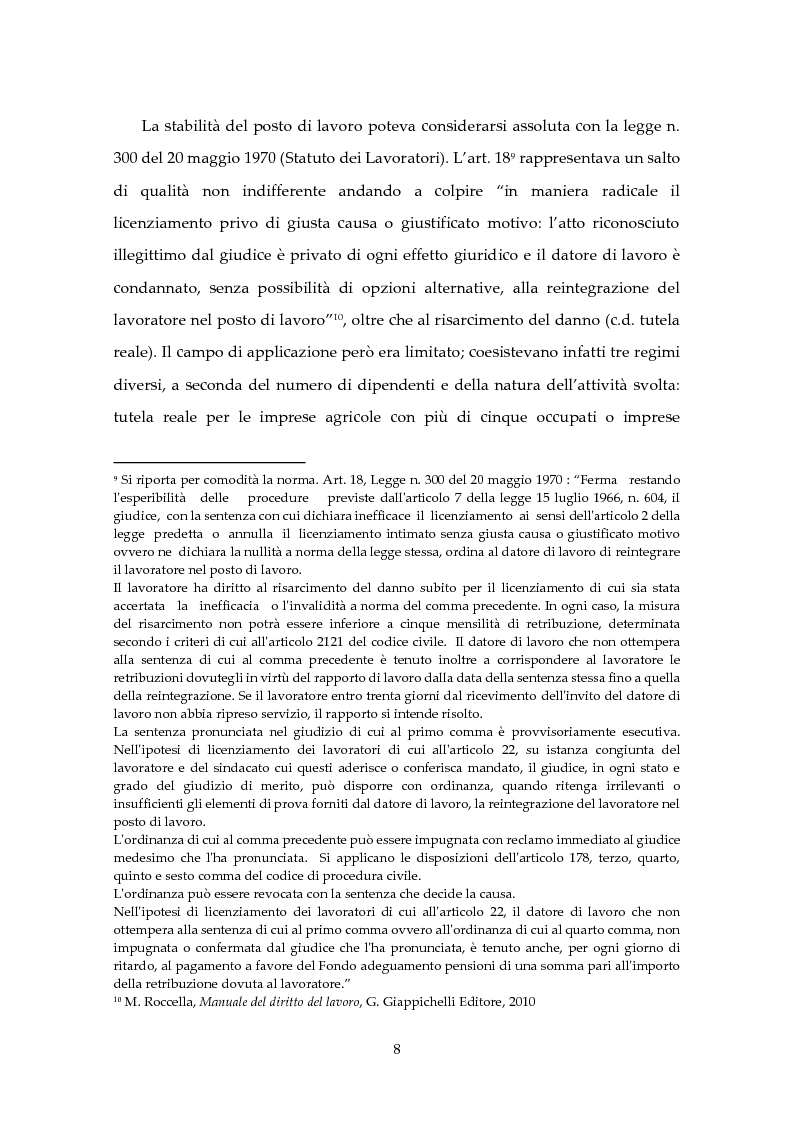 Anteprima della tesi: I licenziamenti individuali dopo la Legge n. 92/2012: aspetti sostanziali e processuali, Pagina 5