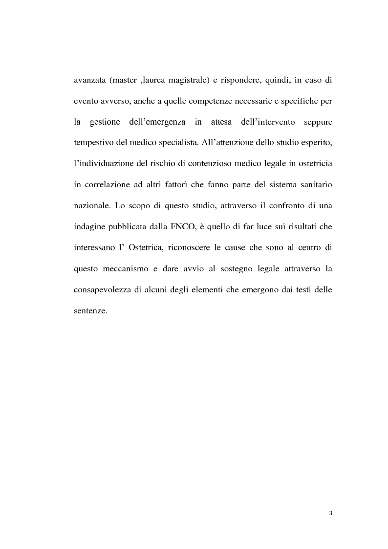 Anteprima della tesi: Responsabilità e competenze professionali dell'Ostetrica nella rilevazione e valutazione del tracciato cardiotocografico: analisi dei contenziosi medico legali, Pagina 4