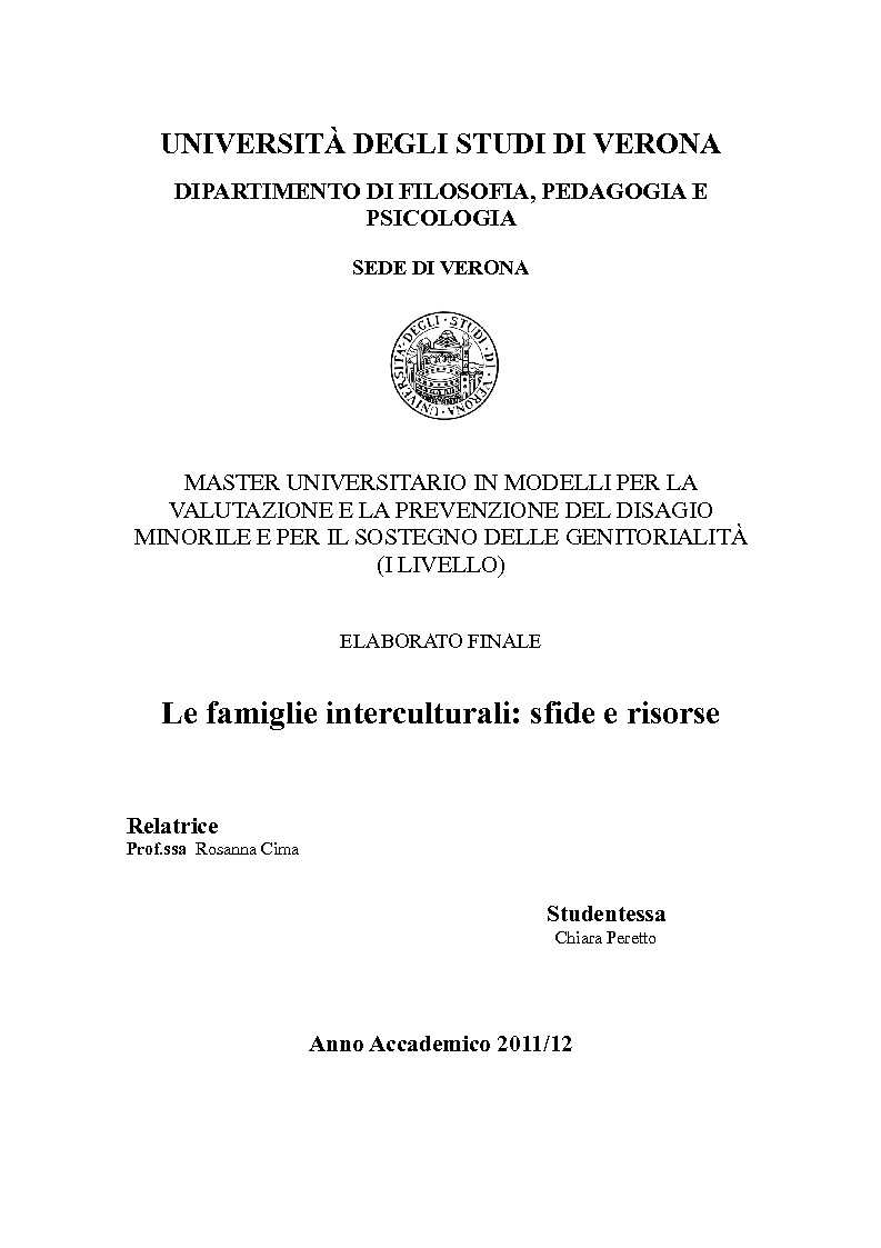Anteprima della tesi: Famiglie interculturali: sfide e risorse, Pagina 1