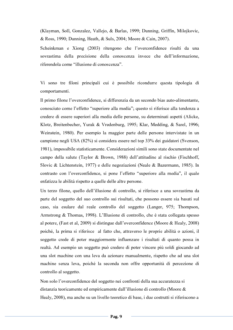 Anteprima della tesi: L’Overconfidence e i suoi effetti nelle PMI italiane: Un'analisi empirica., Pagina 6